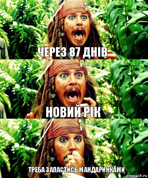через 87 днів новий рік треба запастись мандаринками, Комикс Джек Воробей кричит