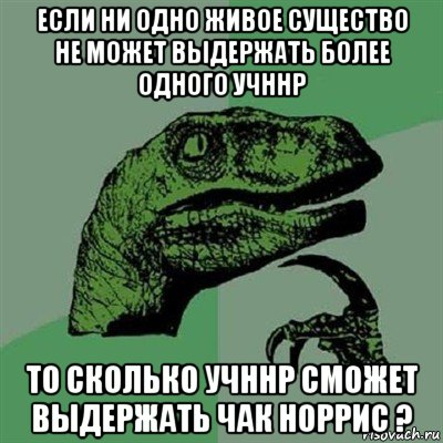 если ни одно живое существо не может выдержать более одного учннр то сколько учннр сможет выдержать чак норрис ?, Мем Филосораптор