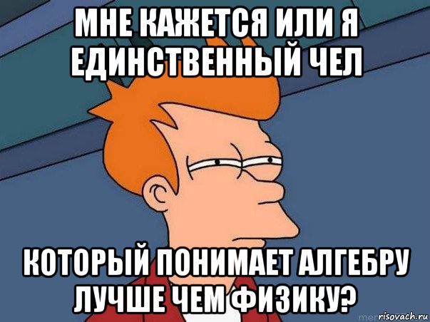 мне кажется или я единственный чел который понимает алгебру лучше чем физику?, Мем  Фрай (мне кажется или)