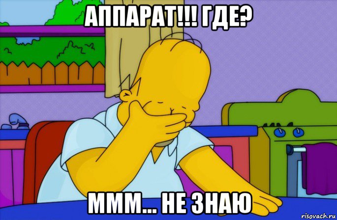 аппарат!!! где? ммм... не знаю, Мем Homer simpson facepalm