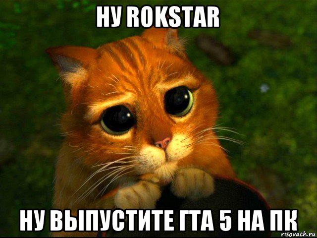 ну rokstar ну выпустите гта 5 на пк, Мем кот из шрека