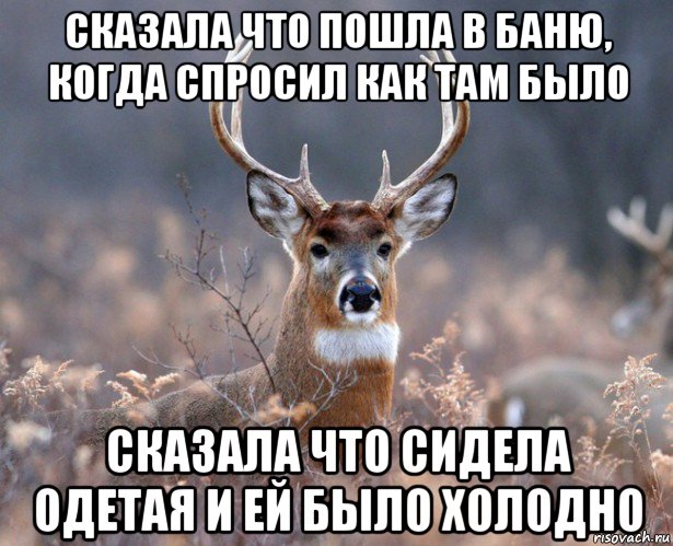 сказала что пошла в баню, когда спросил как там было сказала что сидела одетая и ей было холодно