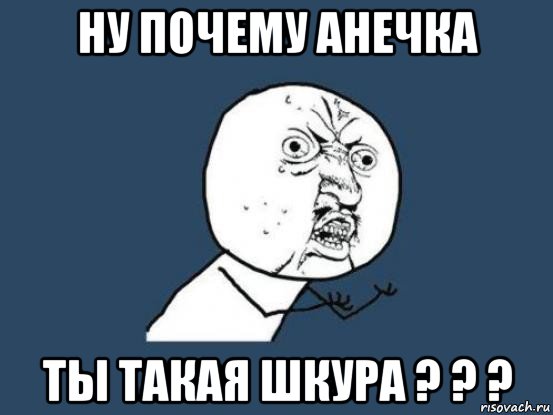 ну почему анечка ты такая шкура ? ? ?, Мем Ну почему