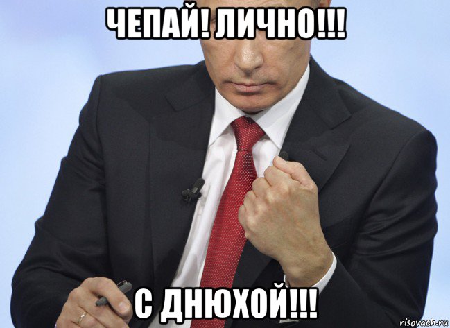 чепай! лично!!! с днюхой!!!, Мем Путин показывает кулак