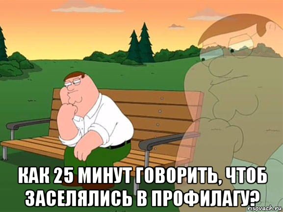  как 25 минут говорить, чтоб заселялись в профилагу?, Мем Задумчивый Гриффин