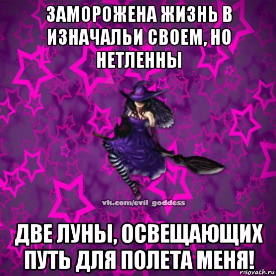 заморожена жизнь в изначальи своем, но нетленны две луны, освещающих путь для полета меня!, Мем Зла Богиня