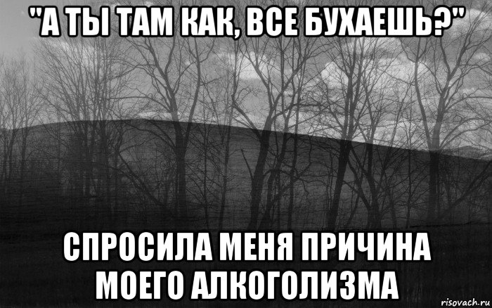 "а ты там как, все бухаешь?" спросила меня причина моего алкоголизма, Мем безысходность тлен боль