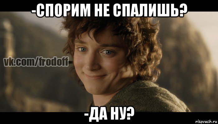 -спорим не спалишь? -да ну?, Мем  Фродо