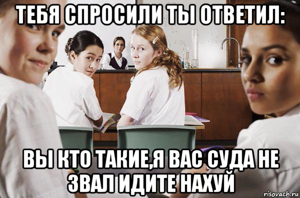 тебя спросили ты ответил: вы кто такие,я вас суда не звал идите нахуй, Мем В классе все смотрят на тебя