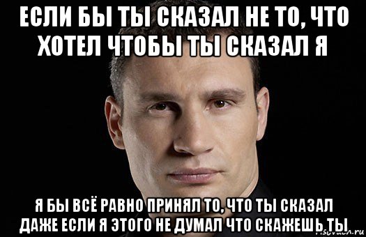 если бы ты сказал не то, что хотел чтобы ты сказал я я бы всё равно принял то, что ты сказал даже если я этого не думал что скажешь ты, Мем Кличко