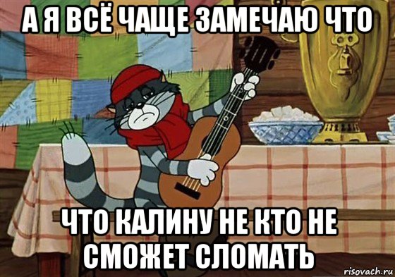 а я всё чаще замечаю что что калину не кто не сможет сломать, Мем Грустный Матроскин с гитарой