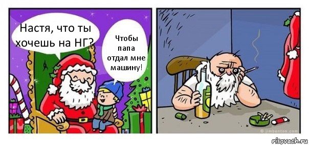 Настя, что ты хочешь на НГ? Чтобы папа отдал мне машину!