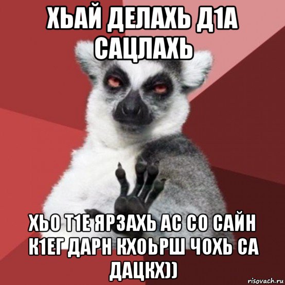 хьай делахь д1а сацлахь хьо т1е ярзахь ас со сайн к1ег дарн кхоьрш чохь са дацкх)), Мем Узбагойзя