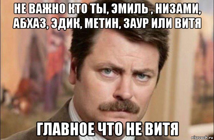 не важно кто ты, эмиль , низами, абхаз, эдик, метин, заур или витя главное что не витя, Мем  Я человек простой