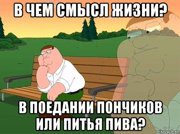 в чем смысл жизни? в поедании пончиков или питья пива?, Мем Задумчивый Гриффин