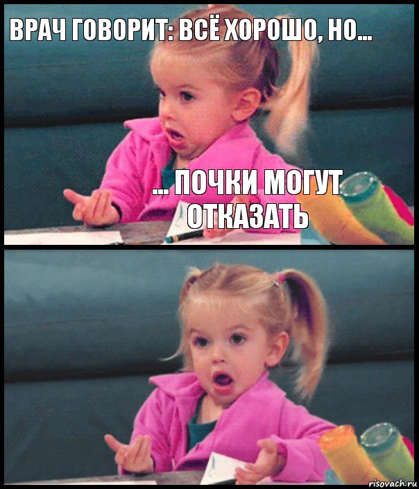 Врач говорит: всё хорошо, но... ... почки могут отказать  , Комикс  Возмущающаяся девочка