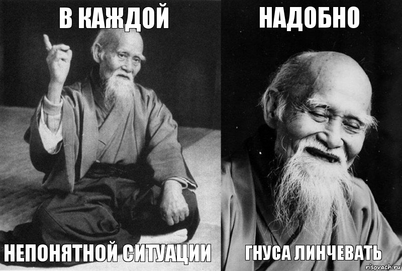 в каждой непонятной ситуации надобно гнуса линчевать, Комикс Мудрец-монах (4 зоны)