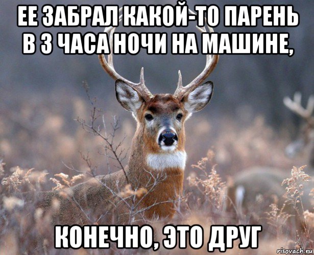 ее забрал какой-то парень в 3 часа ночи на машине, конечно, это друг