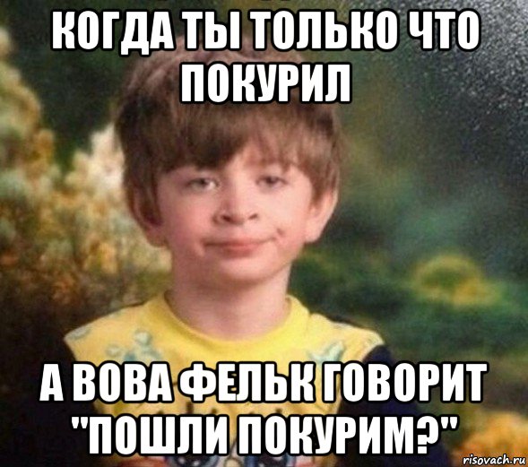 когда ты только что покурил а вова фельк говорит "пошли покурим?", Мем Недовольный пацан