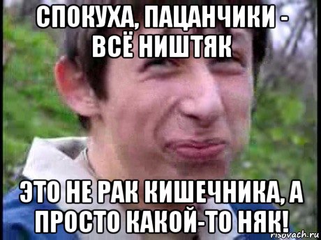 спокуха, пацанчики - всё ништяк это не рак кишечника, а просто какой-то няк!, Мем  Пиздун