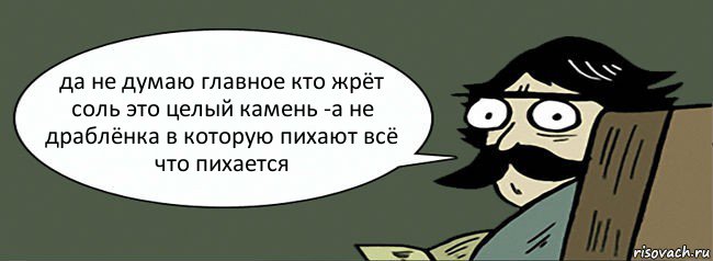 да не думаю главное кто жрёт соль это целый камень -а не драблёнка в которую пихают всё что пихается