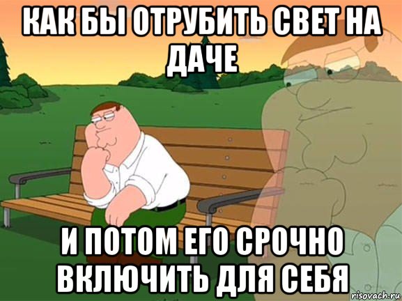 как бы отрубить свет на даче и потом его срочно включить для себя, Мем Задумчивый Гриффин