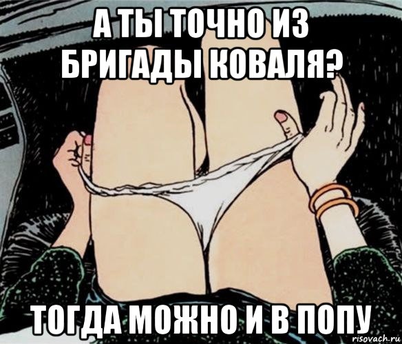 а ты точно из бригады коваля? тогда можно и в попу, Мем А ты точно