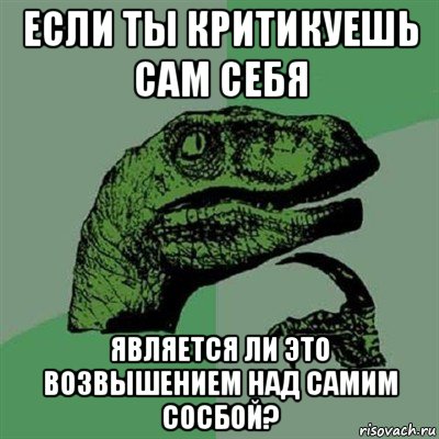 если ты критикуешь сам себя является ли это возвышением над самим сосбой?, Мем Филосораптор