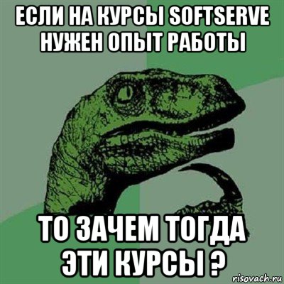 если на курсы softserve нужен опыт работы то зачем тогда эти курсы ?, Мем Филосораптор