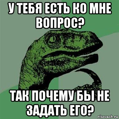 у тебя есть ко мне вопрос? так почему бы не задать его?, Мем Филосораптор