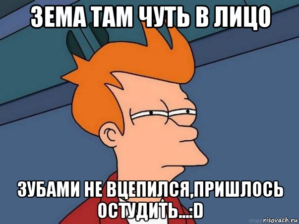 зема там чуть в лицо зубами не вцепился,пришлось остудить...:d, Мем  Фрай (мне кажется или)