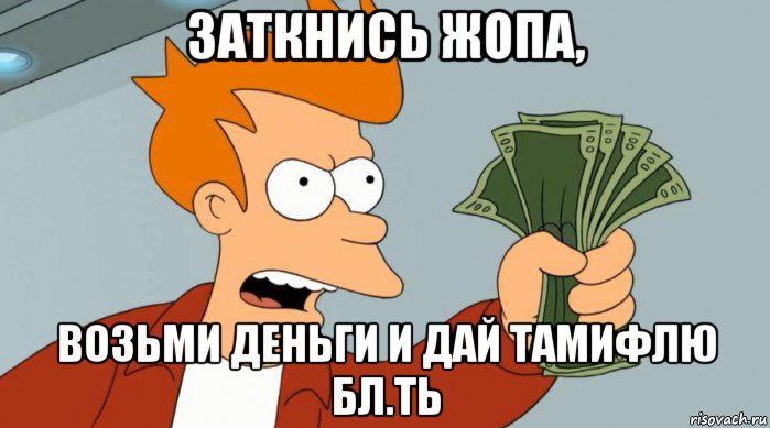 заткнись жопа, возьми деньги и дай тамифлю бл.ть, Мем Заткнись и возьми мои деньги