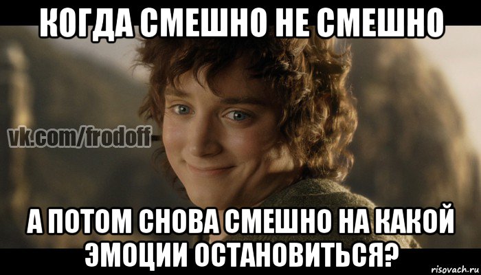 когда смешно не смешно а потом снова смешно на какой эмоции остановиться?, Мем  Фродо