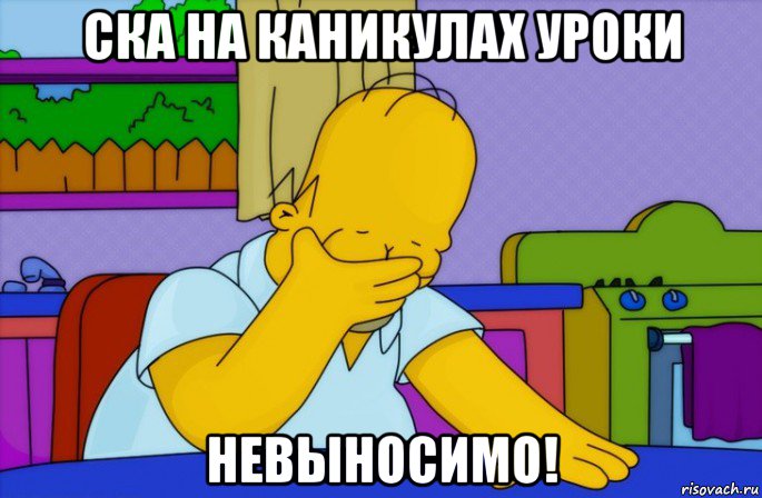 ска на каникулах уроки невыносимо!, Мем Homer simpson facepalm