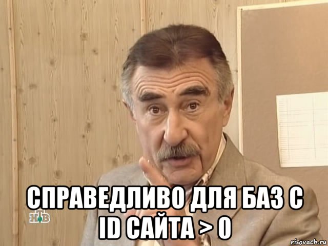  справедливо для баз с id сайта > 0, Мем Каневский (Но это уже совсем другая история)