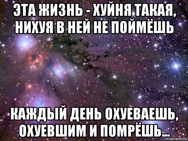 эта жизнь - хуйня такая, нихуя в ней не поймёшь каждый день охуеваешь, охуевшим и помрёшь..., Мем Космос