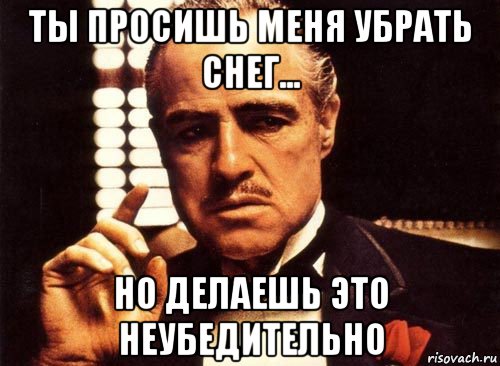 ты просишь меня убрать снег... но делаешь это неубедительно, Мем крестный отец