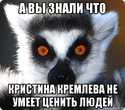 а вы знали что кристина кремлева не умеет ценить людей, Мем лемур