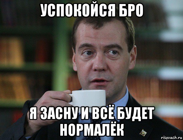 успокойся бро я засну и всё будет нормалёк, Мем Медведев спок бро
