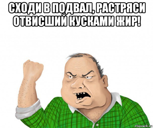 сходи в подвал, растряси отвисший кусками жир! , Мем мужик