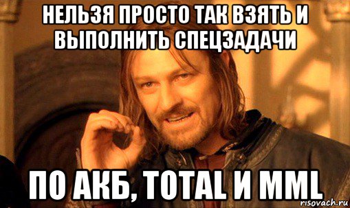 нельзя просто так взять и выполнить спецзадачи по акб, total и mml, Мем Нельзя просто так взять и (Боромир мем)