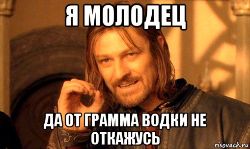 я молодец да от грамма водки не откажусь, Мем Нельзя просто так взять и (Боромир мем)