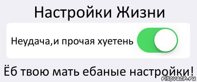 Настройки Жизни Неудача,и прочая хуетень Ёб твою мать ебаные настройки!, Комикс Переключатель