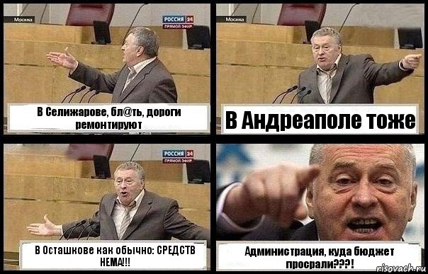 В Селижарове, бл@ть, дороги ремонтируют В Андреаполе тоже В Осташкове как обычно: СРЕДСТВ НЕМА!!! Администрация, куда бюджет просрали???!, Комикс с Жириновским