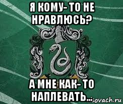 я кому- то не нравлюсь? а мне как- то наплевать..., Мем Слизерин