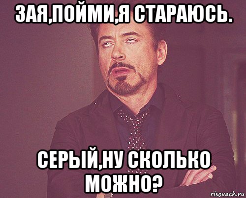 зая,пойми,я стараюсь. серый,ну сколько можно?, Мем твое выражение лица