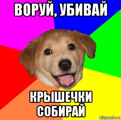 воруй, убивай крышечки собирай, Мем Advice Dog