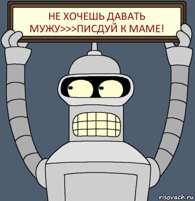 НЕ ХОЧЕШЬ ДАВАТЬ МУЖУ>>>ПИСДУЙ К МАМЕ!, Комикс Бендер с плакатом