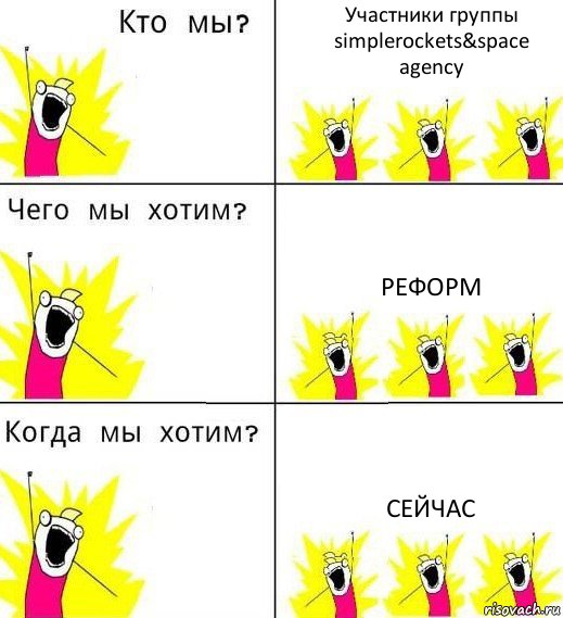 Участники группы simplerockets&space agency Реформ Сейчас, Комикс Что мы хотим