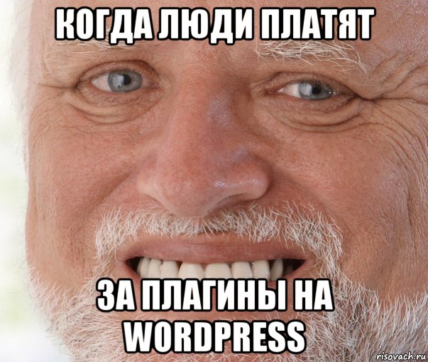 когда люди платят за плагины на wordpress, Мем Дед Гарольд